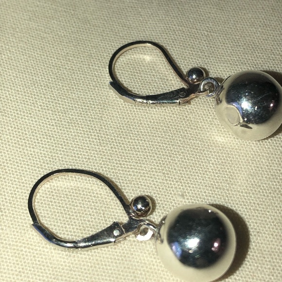 Sterling Silver .925 Vintage Ball Bead Dangle/Drop Earrings - Picture 3 of 8